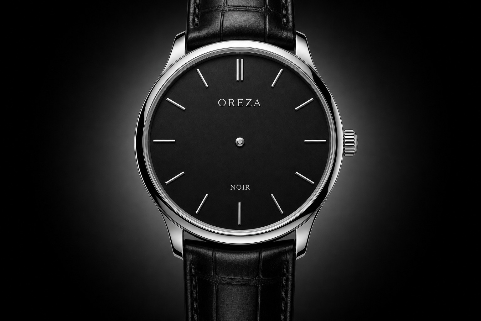 OREZA NOIR — mat siyah kadran, cilalı çelik kasa